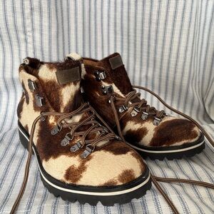 Brand new Real Cow Leather Print Hiking Boots